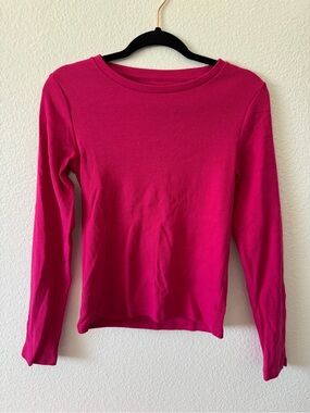 GAP Long Sleeve Crewneck Top - Bright Pink